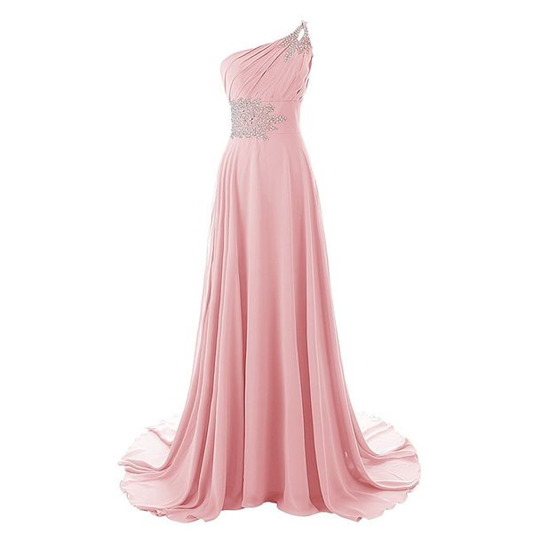 adorable chiffon one shoulder blush bridesmaid dresses a-line crystals beading maid of honor dresses lace up back dresses for wedding guests, White;pink
adorable chiffon one shoulder blush bridesmaid dresses a-line crystals beading maid of honor dresses lace up back dresses for wedding guests, White;pink