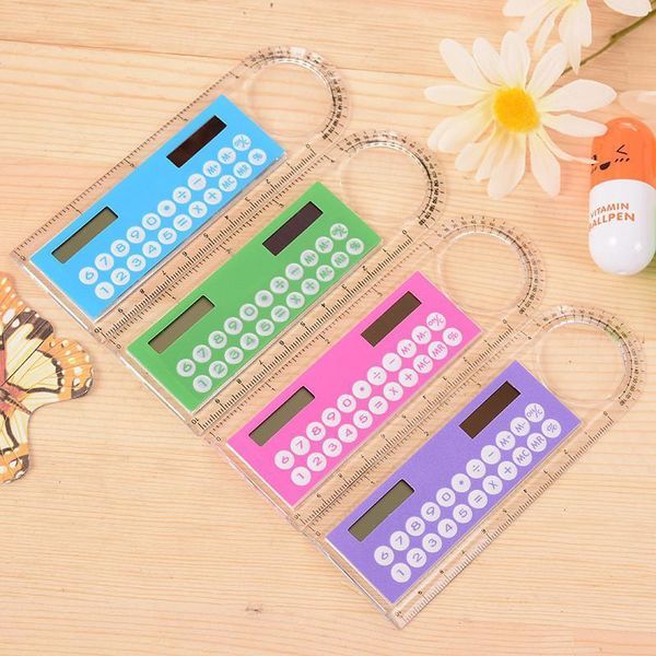 Mini Portable Solar Energy Calculator Creative Multifunction Ruler Students Gift Jxw044