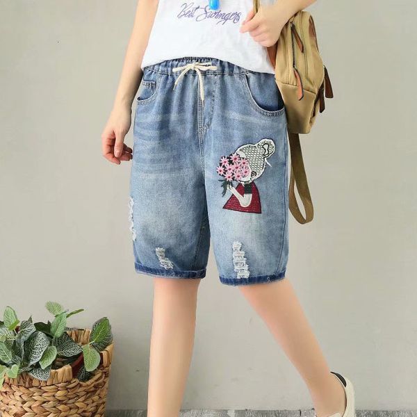 summer thin flower girl embroidered shorts jeans woman holes ripped ladies vacation beach shorts capris denim short pants, Blue
summer thin flower girl embroidered shorts jeans woman holes ripped ladies vacation beach shorts capris denim short pants, Blue