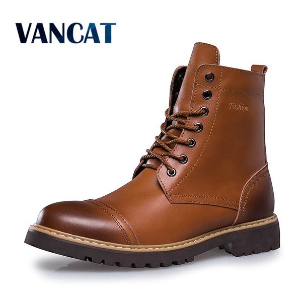 vancat 2018 autumn winter genuine leather men boots lace-up men shoes warm snow boots motorcycle size 38-46, Black
vancat 2018 autumn winter genuine leather men boots lace-up men shoes warm snow boots motorcycle size 38-46, Black