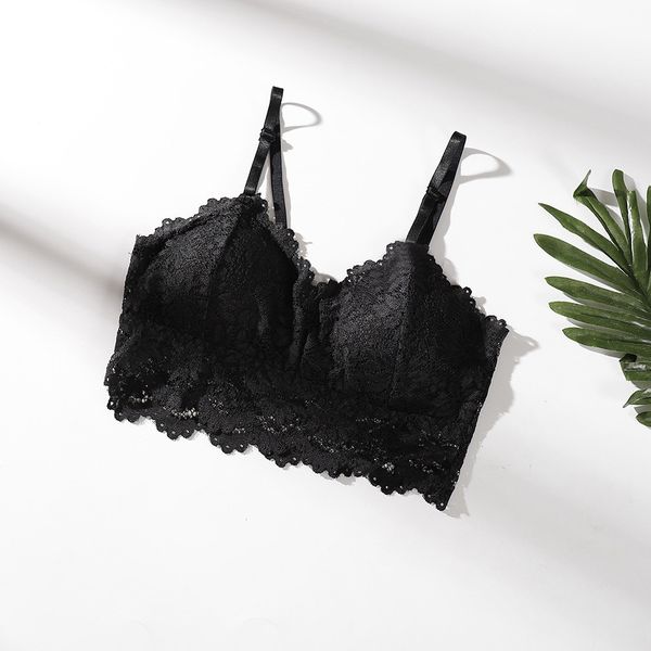 women bra solid vest lace seamless breathable push up underwear strap backless lady tank vest gathered bra, Black;white
women bra solid vest lace seamless breathable push up underwear strap backless lady tank vest gathered bra, Black;white