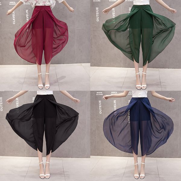 new chiffon pants summer women pants wide leg high waist split casual loose candy color womens skirt trousers plus size -5xl, Black;white
new chiffon pants summer women pants wide leg high waist split casual loose candy color womens skirt trousers plus size -5xl, Black;white