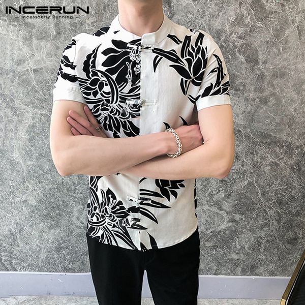 men vintage printed shirts short sleeve stand collar blouse retro buttons camisa man casual brand blusas hombre chemise incerun, White;black
men vintage printed shirts short sleeve stand collar blouse retro buttons camisa man casual brand blusas hombre chemise incerun, White;black