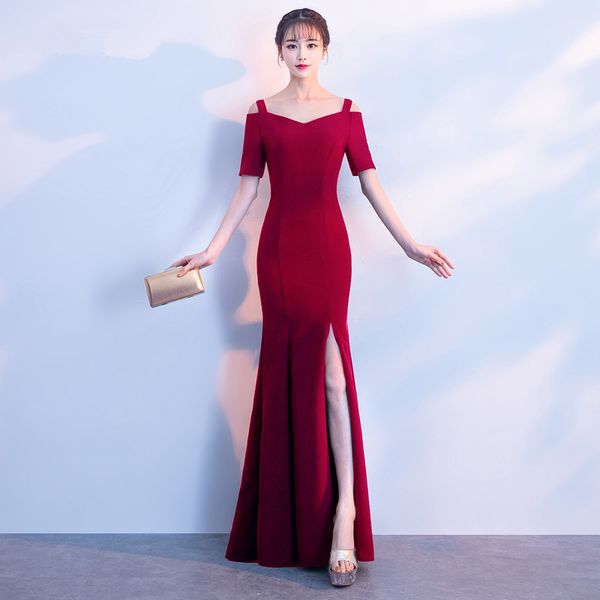 2019 new burgundy bridal wedding dress female split chinese dresses noble cheongsam spaghetti long qipao vestidos de festa, Red
2019 new burgundy bridal wedding dress female split chinese dresses noble cheongsam spaghetti long qipao vestidos de festa, Red