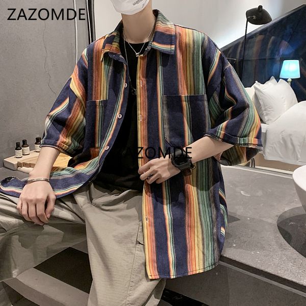 zazomde summer new youth fashion striped contrast color half sleeve shirt casual loose buttons shirt loose clothes men oversi, White;black
zazomde summer new youth fashion striped contrast color half sleeve shirt casual loose buttons shirt loose clothes men oversi, White;black