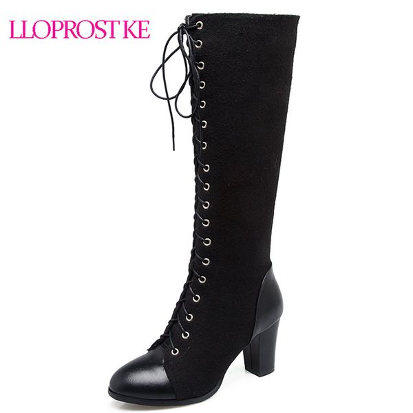 lloprost ke pu round toe autumn winter boots lace up zipper fashion knee high boots square high heels d176, Black
lloprost ke pu round toe autumn winter boots lace up zipper fashion knee high boots square high heels d176, Black