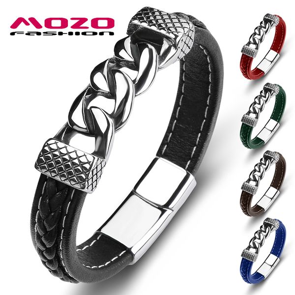mozo fashion new trendy men bracelet genuine leather stainless steel charm bracelet women jewelry bracelets black, White
mozo fashion new trendy men bracelet genuine leather stainless steel charm bracelet women jewelry bracelets black, White