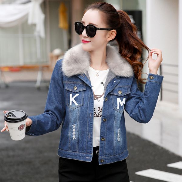 p shoot 2019 new style korean-style loose and plus-sized students fat mm brushed and thick fur collar lambs wool jeans coat, Blue;black
p shoot 2019 new style korean-style loose and plus-sized students fat mm brushed and thick fur collar lambs wool jeans coat, Blue;black