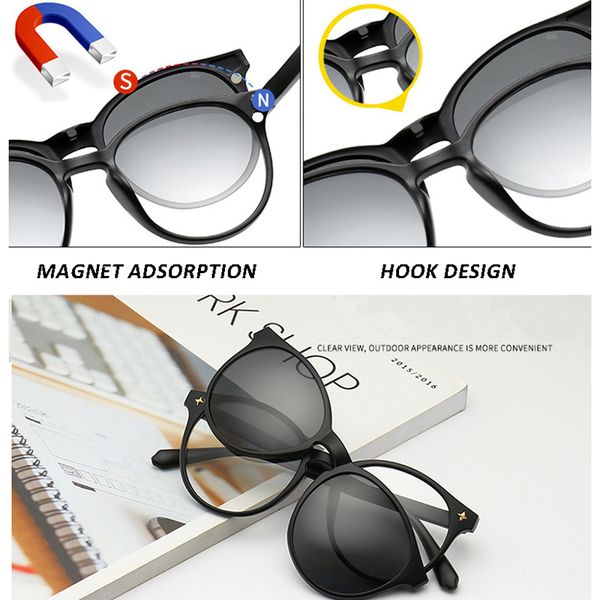 wholesale- women with 5 clip on sunglasses glasses for female myopia eyeglasses, Silver
wholesale- women with 5 clip on sunglasses glasses for female myopia eyeglasses, Silver