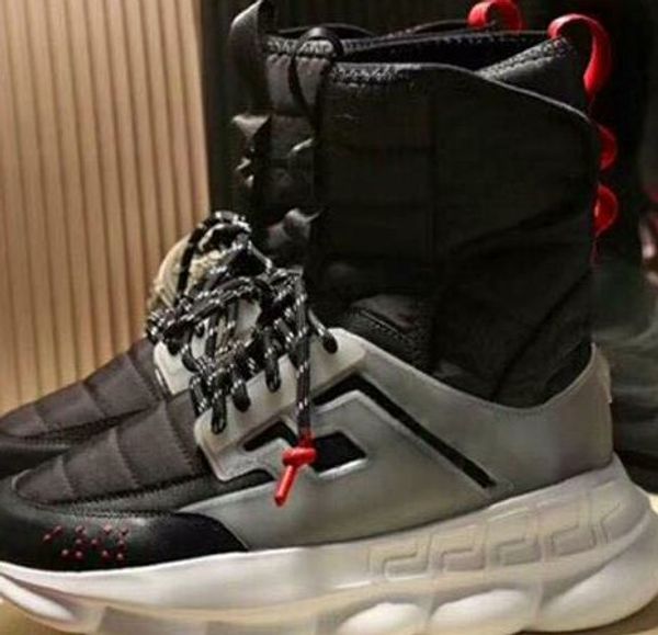 2019 Mens High Top Black Chain Reaction Casual Shoes Boots Medusa Chain-linked Sneakers Trainer Luxury Branded Sneaker Big Size m3
2019 Mens High Top Black Chain Reaction Casual Shoes Boots Medusa Chain-linked Sneakers Trainer Luxury Branded Sneaker Big Size m3