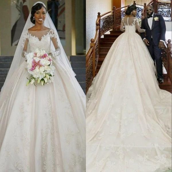 gorgeous ball gown wedding dresses bateau sheer neck crystals ruffles appliques long illusion sleeves plus size wedding dress bridal gowns, White
gorgeous ball gown wedding dresses bateau sheer neck crystals ruffles appliques long illusion sleeves plus size wedding dress bridal gowns, White