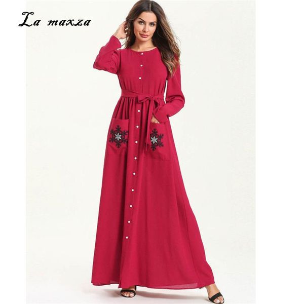 long muslim abaya dress pockets turkey embroidery kaftan dubai evening muslim party modest dress 7567-8, Red
long muslim abaya dress pockets turkey embroidery kaftan dubai evening muslim party modest dress 7567-8, Red