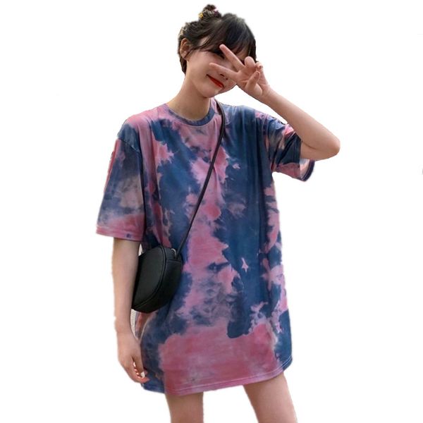 2020 summer women tie dye t-shirt short sleeve oversized long tshirt harajuku fashion streetwear e matching tee shirt, White
2020 summer women tie dye t-shirt short sleeve oversized long tshirt harajuku fashion streetwear e matching tee shirt, White