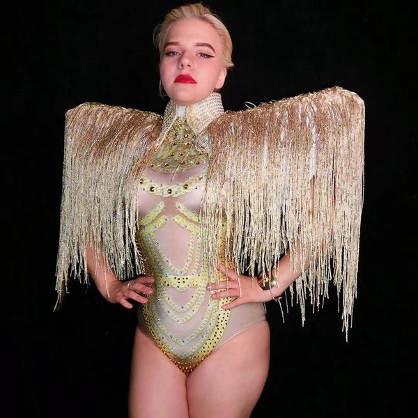 gold rhinestones fringes bodysuit 2 pieces set dance costume women's nightclub bar outfit evening stage performance wear, Black;red
gold rhinestones fringes bodysuit 2 pieces set dance costume women's nightclub bar outfit evening stage performance wear, Black;red
