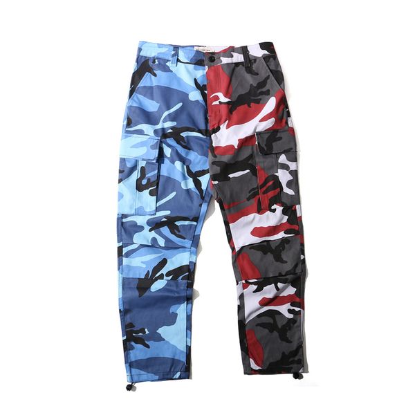 two tone camo pants mens 2018 casual cotton hip hop patchwork camouflage military cargo trouser multi male pockets pants, Black
two tone camo pants mens 2018 casual cotton hip hop patchwork camouflage military cargo trouser multi male pockets pants, Black