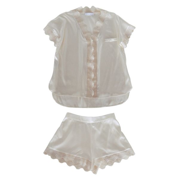 brand fashion women high-end luxury elegant slim apricot stretch silk lace short-sleeved shirt shorts pajamas suit set two, Blue;gray
brand fashion women high-end luxury elegant slim apricot stretch silk lace short-sleeved shirt shorts pajamas suit set two, Blue;gray