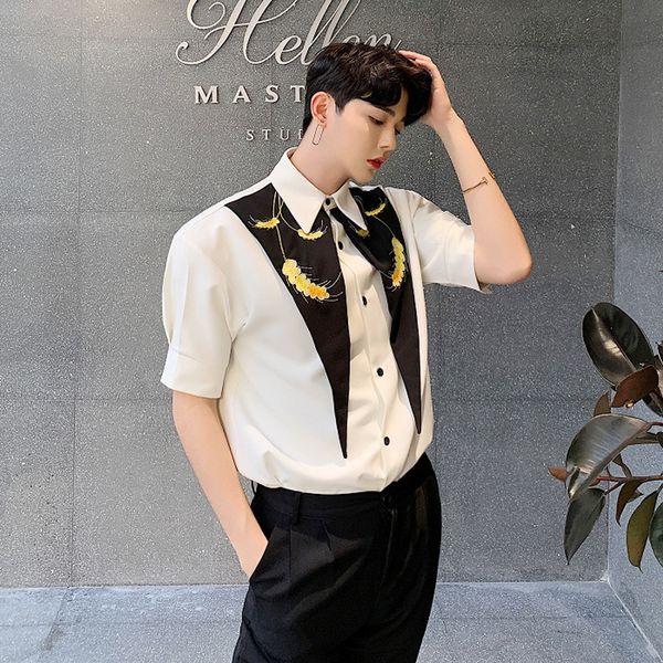 2019 fashion korean embroidery shirts costumes men slim fit print party club shirt short sleeve man blouse camisa masculina, White;black
2019 fashion korean embroidery shirts costumes men slim fit print party club shirt short sleeve man blouse camisa masculina, White;black