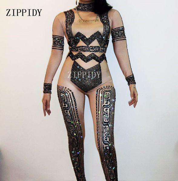 women black rhinestone nude long sleeves jumpsuit nightclub performance female singer dancer wear one-piece stretch costume
women black rhinestone nude long sleeves jumpsuit nightclub performance female singer dancer wear one-piece stretch costume