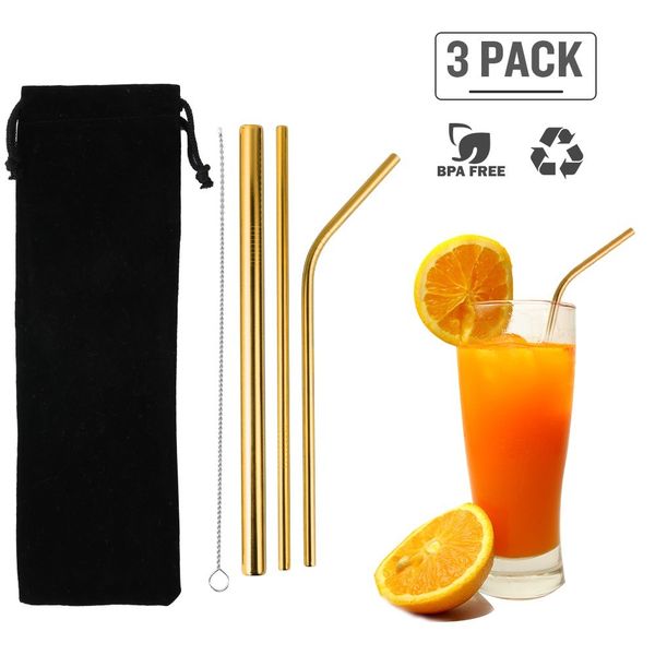 3pcs stainless steel reusable straws set matte drinking straws bpa for all sizes tumblers cold beverage cleaning brush, gold
3pcs stainless steel reusable straws set matte drinking straws bpa for all sizes tumblers cold beverage cleaning brush, gold