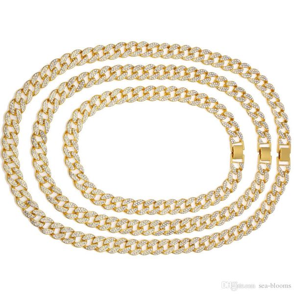 High Quantity Iced Out Bling Rhinestone Crystal Golden Finish Miami Cuban Link Chain Men's Hip Hop Necklace Jewelry 18,20,24,30,Inch H463F
High Quantity Iced Out Bling Rhinestone Crystal Golden Finish Miami Cuban Link Chain Men's Hip Hop Necklace Jewelry 18,20,24,30,Inch H463F