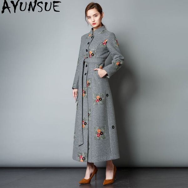 ayunsue casaco feminino long wool coat plus size autumn winter coat women mandarin collar embroidery floral coats abrigos kj181, Black
ayunsue casaco feminino long wool coat plus size autumn winter coat women mandarin collar embroidery floral coats abrigos kj181, Black