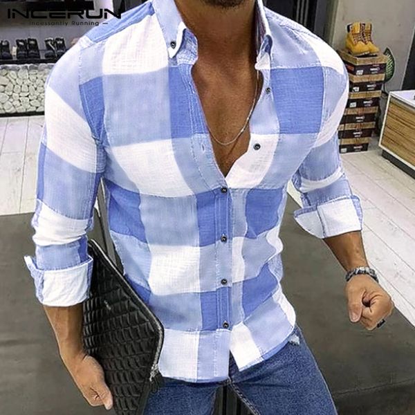 incerun 2019 stylish men plaid classic shirt lapel fitness long sleeve blouse autumn brand business casual shirt men streetwear, White;black
incerun 2019 stylish men plaid classic shirt lapel fitness long sleeve blouse autumn brand business casual shirt men streetwear, White;black