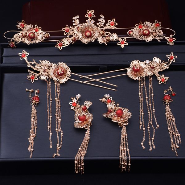 new brides red tassel wedding chinese style show suit tiara bride headdress bride hair accessories, Golden;white
new brides red tassel wedding chinese style show suit tiara bride headdress bride hair accessories, Golden;white