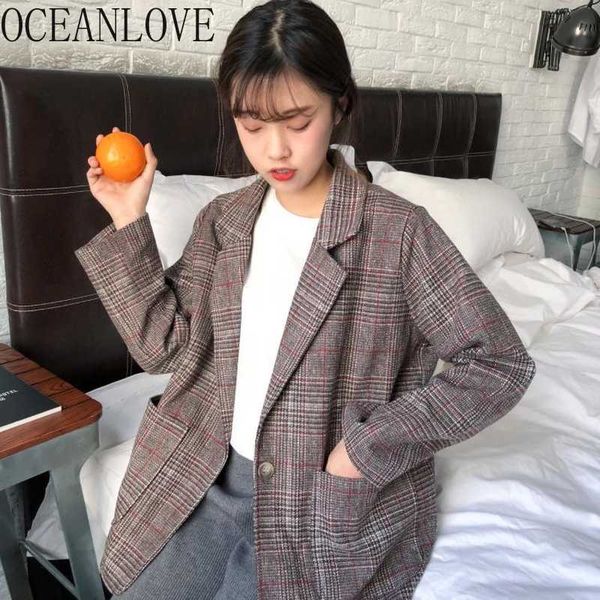 oceanlove vintage england plaid blazer feminino 2019 autumn long loose women blazers single button casual blazer mujer 12620, White;black
oceanlove vintage england plaid blazer feminino 2019 autumn long loose women blazers single button casual blazer mujer 12620, White;black
