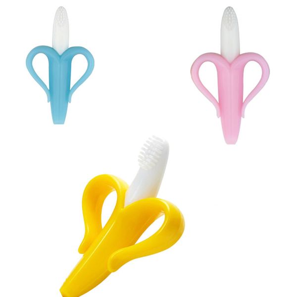 Safe Baby Silicone Teether Training Toothbrush Bpa Banana Corn Toddle Teething Chew Toys For Infant Chewing Newborn Gifts