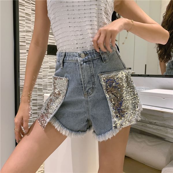 2019 summer high waist sequins light blue denim shorts loose plus size wide leg short pants mg287
2019 summer high waist sequins light blue denim shorts loose plus size wide leg short pants mg287
