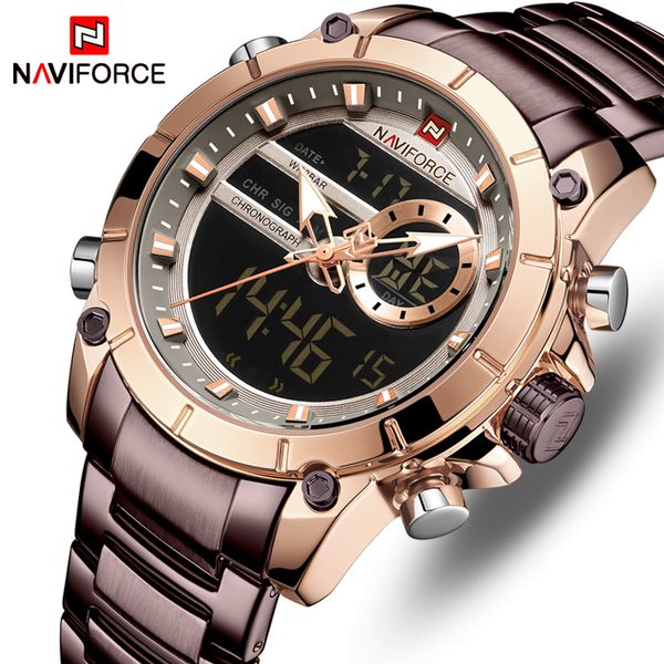 naviforce men watch mens fashion analog digital dual display sport watches male business waterproof wrist watch, Slivery;brown
naviforce men watch mens fashion analog digital dual display sport watches male business waterproof wrist watch, Slivery;brown