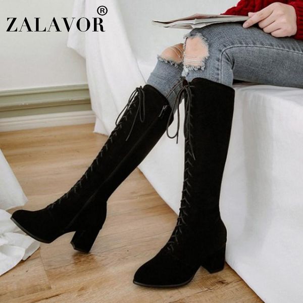 zalavor 2020 new cross-tied knee high boots for women shoes thick heel office female winter warm fur long boots size 33-43, Black
zalavor 2020 new cross-tied knee high boots for women shoes thick heel office female winter warm fur long boots size 33-43, Black