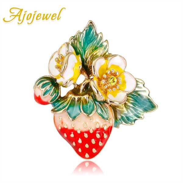 

ajojewel enamel leaf flower strawberry girl women's brooches suit pins for coat sweater dress jewelry christmas gift cute, Gray