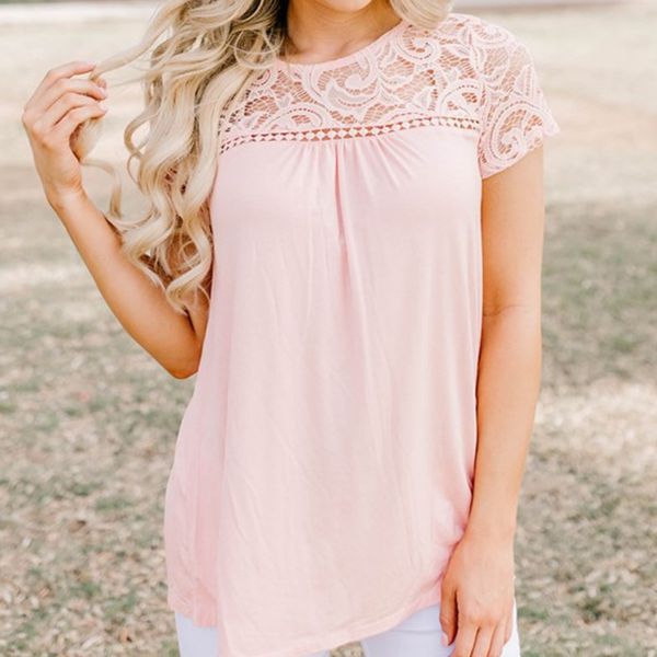 2019 summer t shirts women chiffon plain lace hollow t-shirts casual slim round neck tee short sleeve, White
2019 summer t shirts women chiffon plain lace hollow t-shirts casual slim round neck tee short sleeve, White