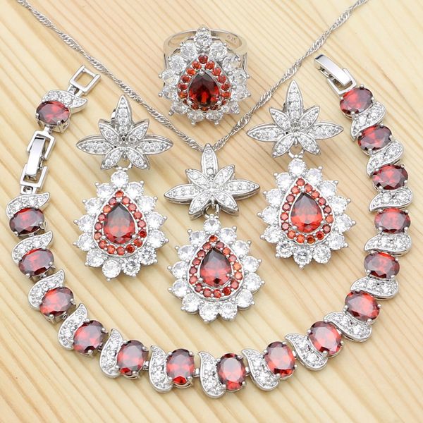 silver 925 jewelry sets for women wedding red cubic zirconia ring bracelet pendant earrings necklace bridal jewelry accessories, Slivery;golden
silver 925 jewelry sets for women wedding red cubic zirconia ring bracelet pendant earrings necklace bridal jewelry accessories, Slivery;golden