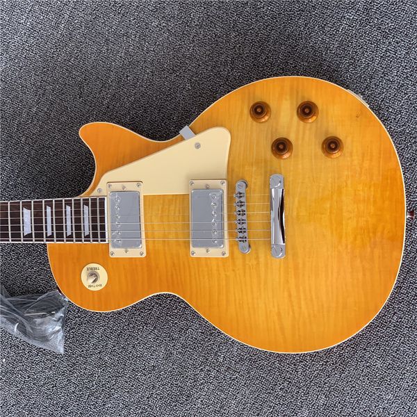 six-string electric guitar, yellow tiger pattern, plated hardware, factory customization electric guitars guitarra
six-string electric guitar, yellow tiger pattern, plated hardware, factory customization electric guitars guitarra