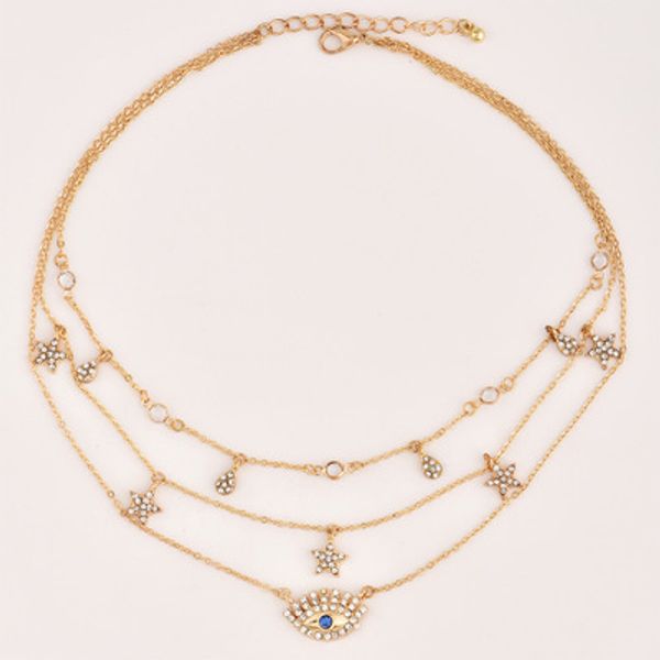 vintage star evil eye pendant necklaces gold color for women crystal bohemian charm multilayer necklaces collars beach party jewelry dhl, Silver
vintage star evil eye pendant necklaces gold color for women crystal bohemian charm multilayer necklaces collars beach party jewelry dhl, Silver