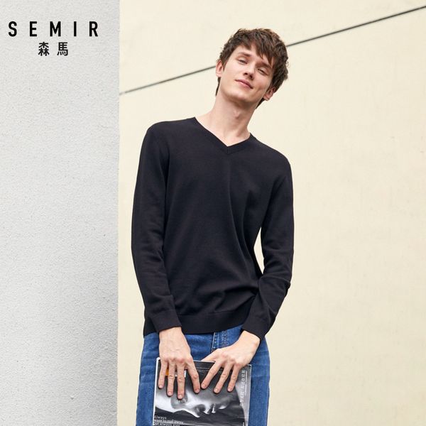 semir mens v-neck sweater 100% soft cotton men fine-knit sweater in color ribbing at neckline cuffs and hem fashion spring, White;black
semir mens v-neck sweater 100% soft cotton men fine-knit sweater in color ribbing at neckline cuffs and hem fashion spring, White;black