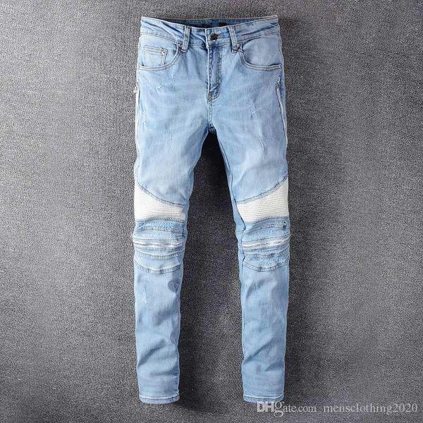 new men designer jeans stretchy ripped skinny casual jeans destroyed hole taped slim fit denim pants scratched streetwear, Blue
new men designer jeans stretchy ripped skinny casual jeans destroyed hole taped slim fit denim pants scratched streetwear, Blue
