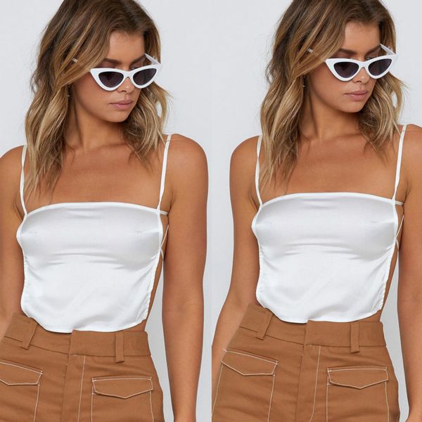 women silk satin plain backless cross sleeveless strappy cami camisole vest tank s-l, Black;white
women silk satin plain backless cross sleeveless strappy cami camisole vest tank s-l, Black;white