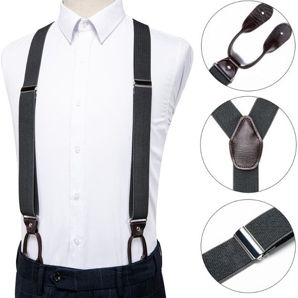 dibangu mens suspender leather gray new 6 buttons fashion brace strap suspensorio adjustable ligas tirante bd-522, Black;white 
dibangu mens suspender leather gray new 6 buttons fashion brace strap suspensorio adjustable ligas tirante bd-522, Black;white
