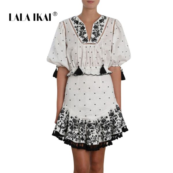 lala ikai brand 2 pieces women summer sets dot floral embroidery bandage mini outfits fashion tassel office lady set swc2176-47, White
lala ikai brand 2 pieces women summer sets dot floral embroidery bandage mini outfits fashion tassel office lady set swc2176-47, White