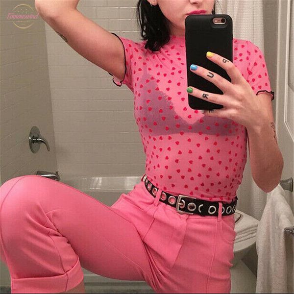 2020 women harajuku red heart mesh net see through transparent undershirt basic camisas t shirt clubwear, White
2020 women harajuku red heart mesh net see through transparent undershirt basic camisas t shirt clubwear, White