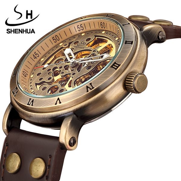 retro hollow skeleton automatic mechanical watches men's steampunk bronze leather brand unique self-wind mechanical wristwatches, Slivery;brown
retro hollow skeleton automatic mechanical watches men's steampunk bronze leather brand unique self-wind mechanical wristwatches, Slivery;brown
