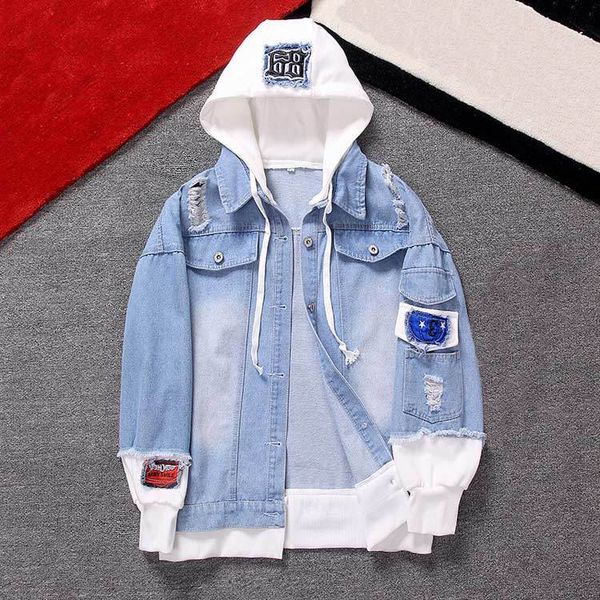 2019 autumn new style men's fake two-piece jeans coat korean-style youth fashion brand jacket jk617, Black;brown
2019 autumn new style men's fake two-piece jeans coat korean-style youth fashion brand jacket jk617, Black;brown