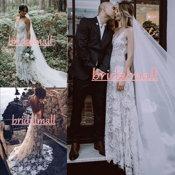 bohemian 2020 rose pattern lace wedding dresses open back rosette boho beach wedding gowns elegant long bridal dresses vestido de noiva, White
bohemian 2020 rose pattern lace wedding dresses open back rosette boho beach wedding gowns elegant long bridal dresses vestido de noiva, White