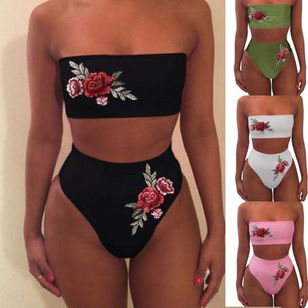 women fashion bandage swimwear embroidered rose high waist bikini set bathing suit swimming suit women maillot de bain
women fashion bandage swimwear embroidered rose high waist bikini set bathing suit swimming suit women maillot de bain