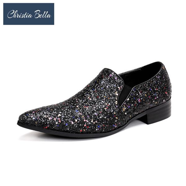 christia bella fashion simplicity genuine leather men shoes plus size sequins pointed toe slip on formal party dress men shoes, Black
christia bella fashion simplicity genuine leather men shoes plus size sequins pointed toe slip on formal party dress men shoes, Black
