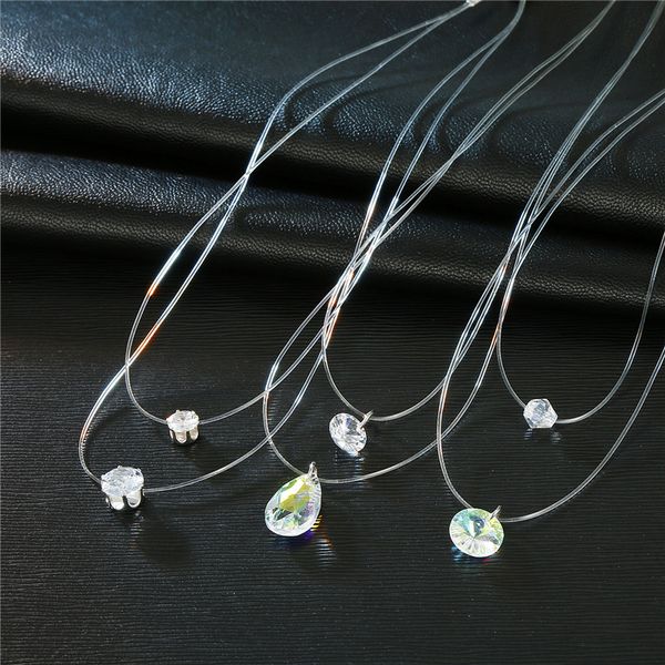 invisible chain necklaces, waterdrop, transparent fishing line necklace, 2 layers, multilayer,pendant rhinestone choker necklace, Silver
invisible chain necklaces, waterdrop, transparent fishing line necklace, 2 layers, multilayer,pendant rhinestone choker necklace, Silver