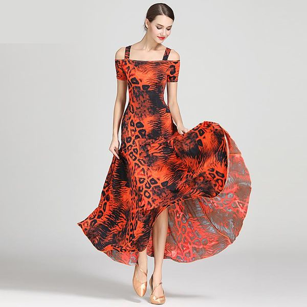 new women leopard modern dance dress off-shoulder long sleeve waltz tango spanish flamenco dress standard ballroom dresses, Black;red
new women leopard modern dance dress off-shoulder long sleeve waltz tango spanish flamenco dress standard ballroom dresses, Black;red